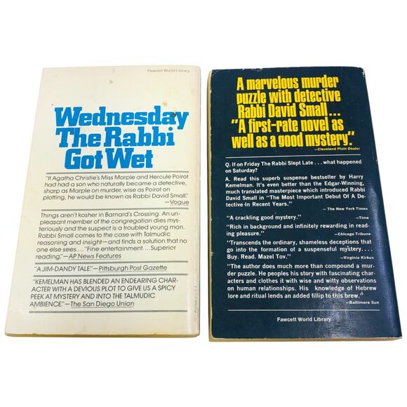 Harry Kemelman Wednesday The Rabbi Got Wet & Saturday The Rabbi Went Hungry Book - Picture 2 of 16
